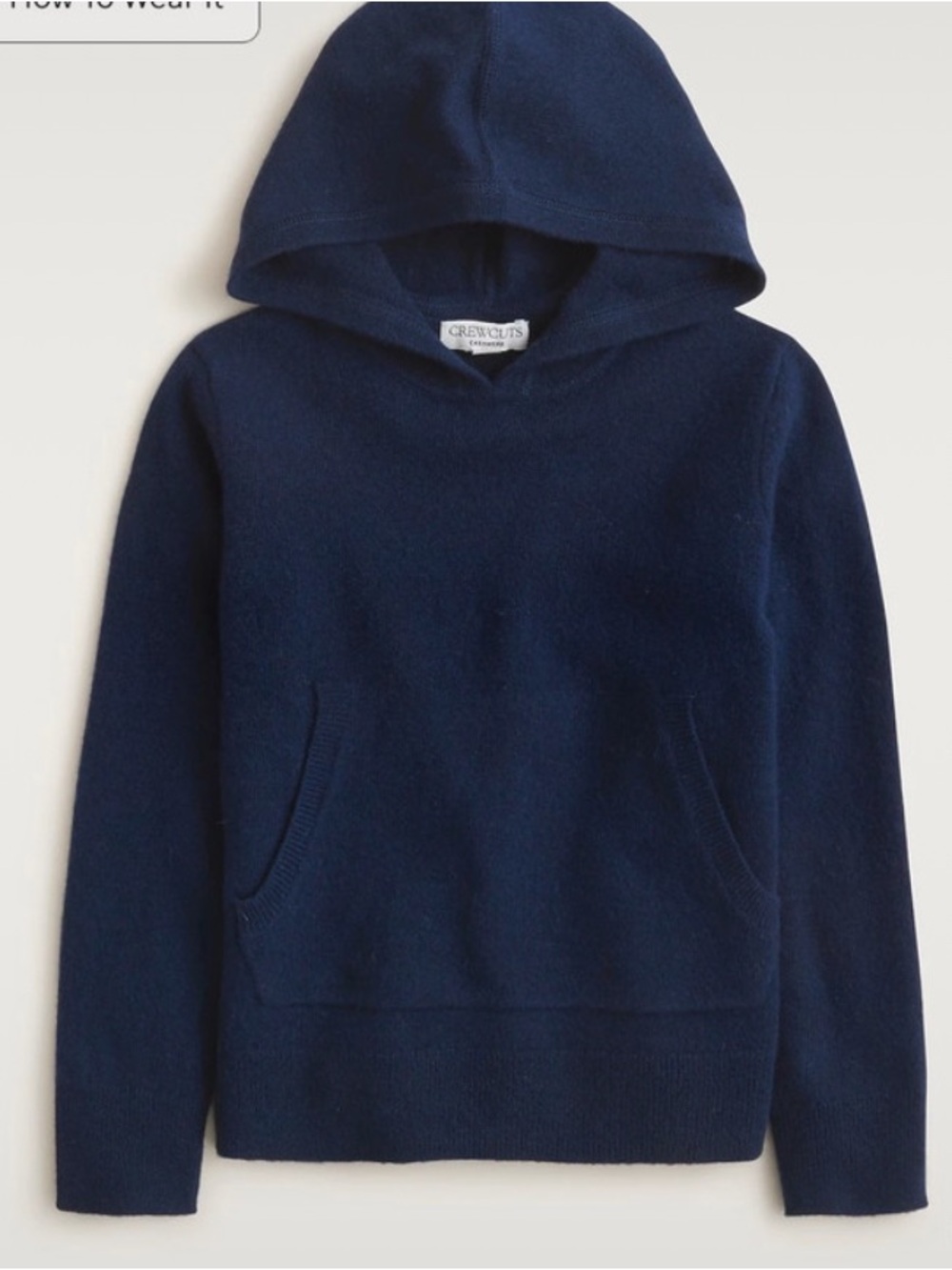 J CREW CREW CUTS CASHMERE HOODIE NAVY 10-12